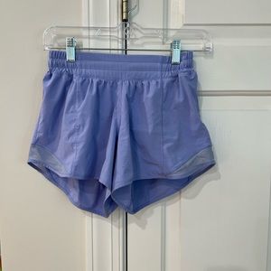 Lululemon Hotty Hot shorts. 4”, low-rise. Periwinkle. Size 4.